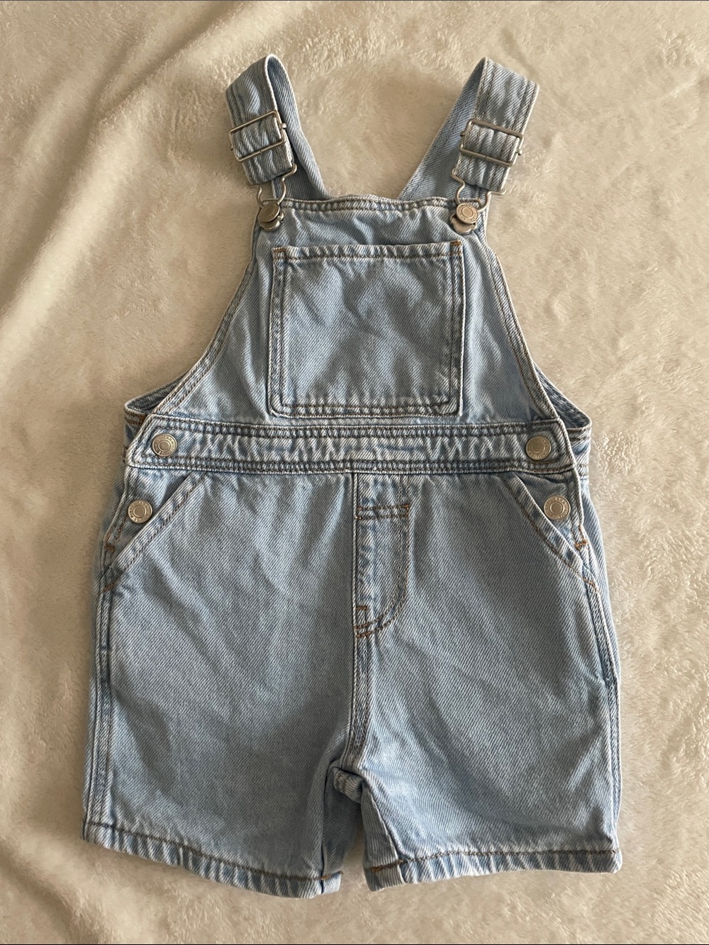 Zara Light Blue Denim Short Overalls